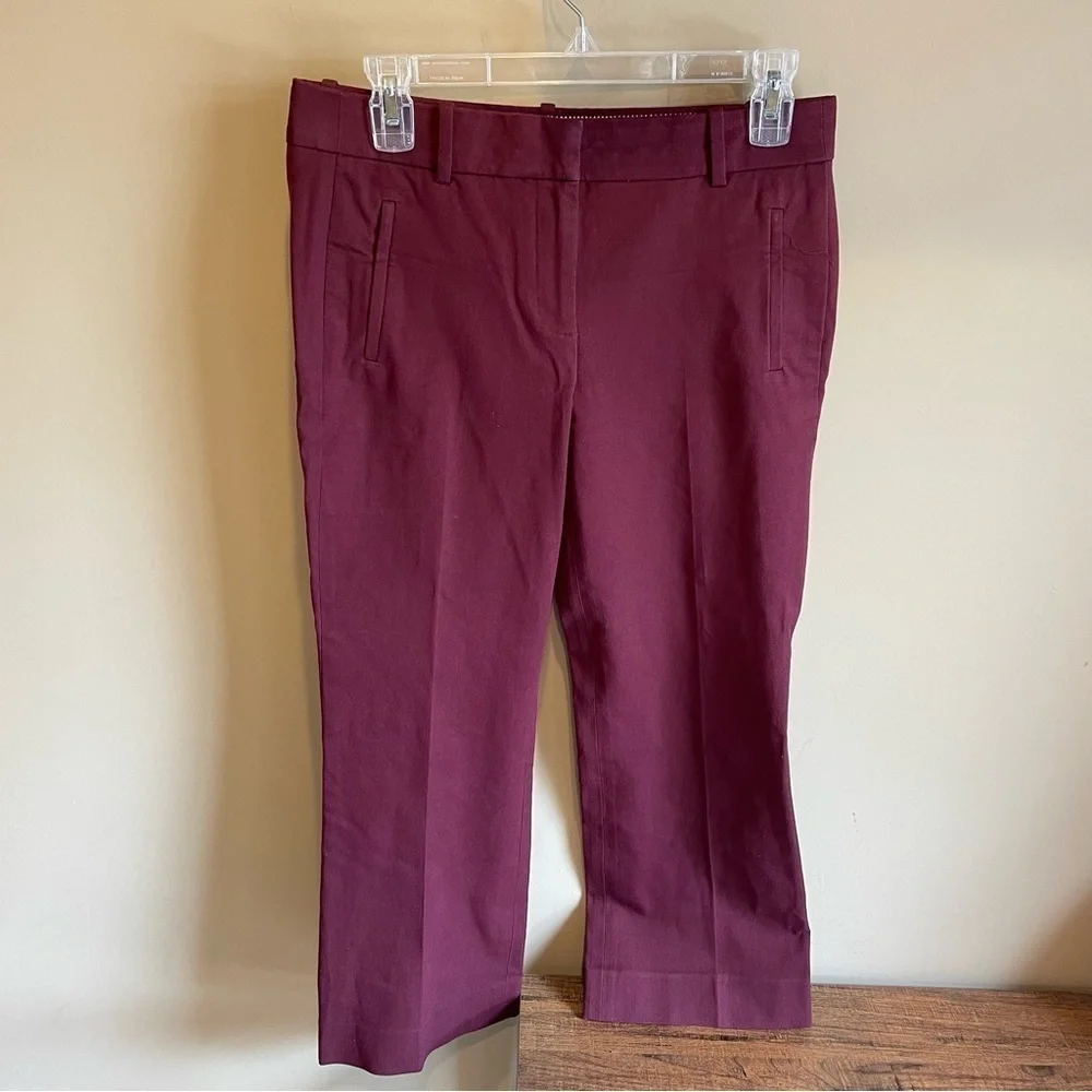 J. Crew Teddie Maroon Burgundy Cropped Stretch Work Business Casual Y2K Pants